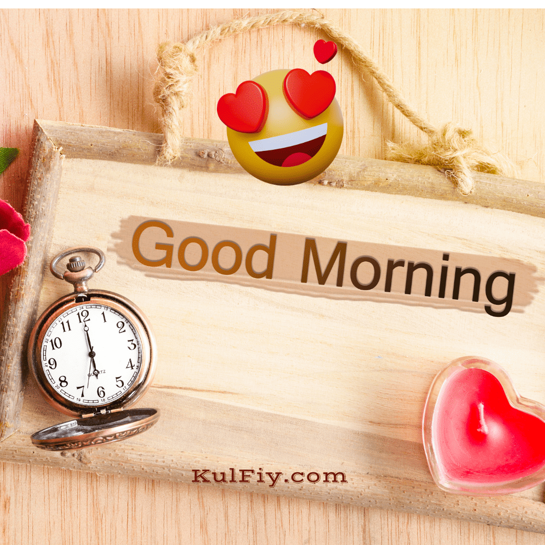 Alarm clock good morning images with heart emoji