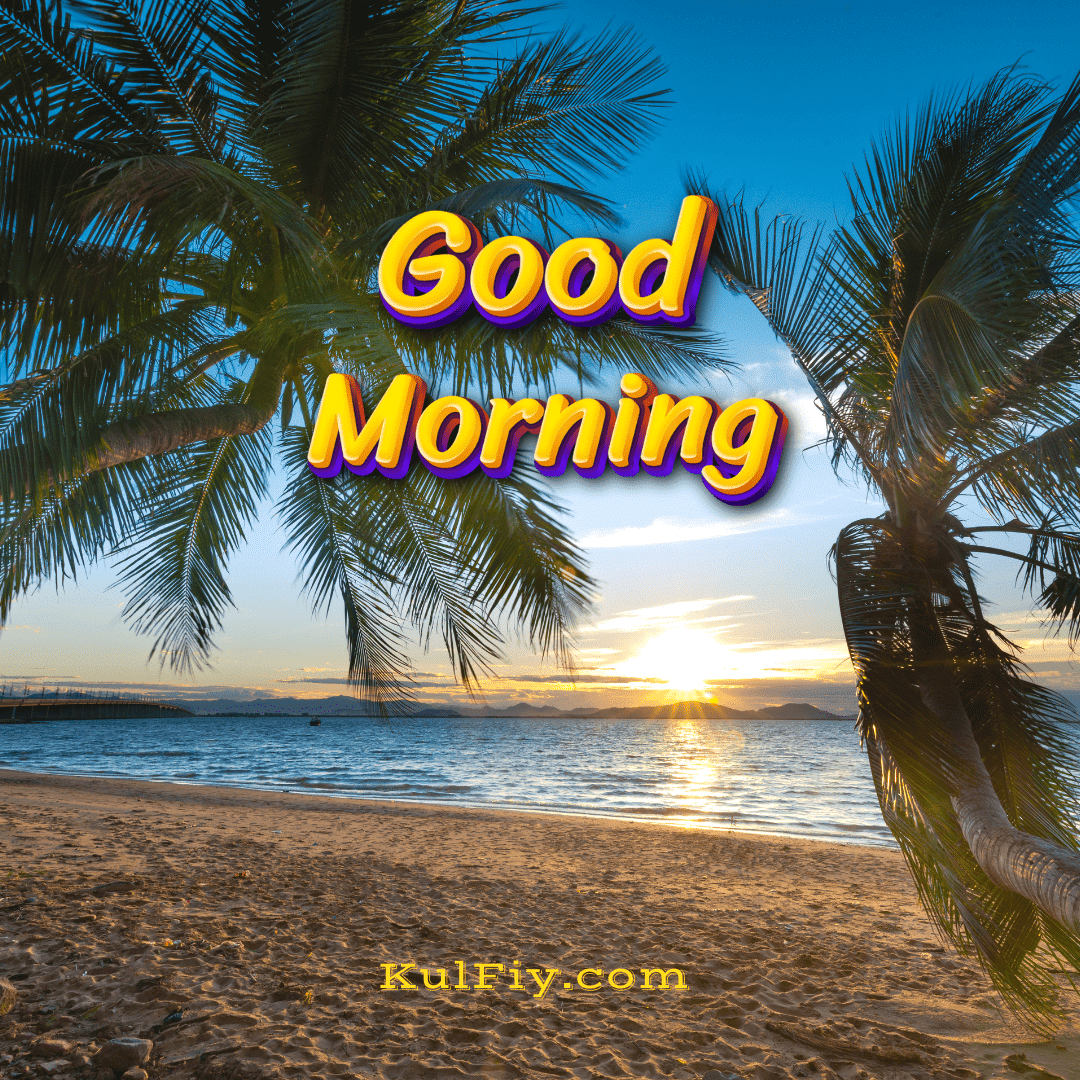 Beautiful beach sunrise good morning images with nature