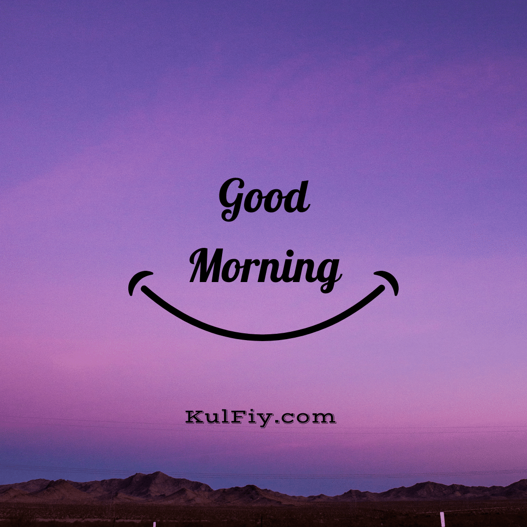Big smile Good Morning Image with purple background