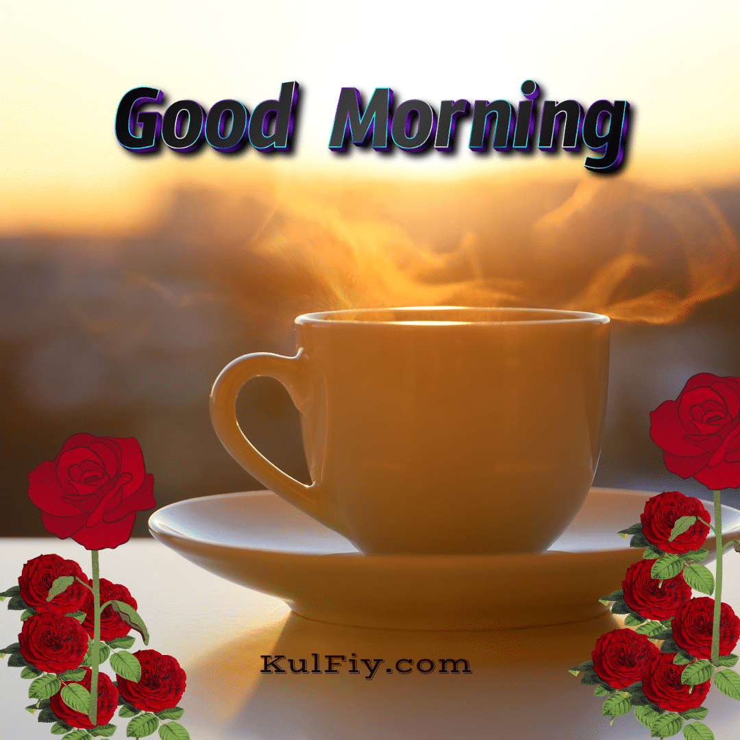 Good morning images with tea and flowers