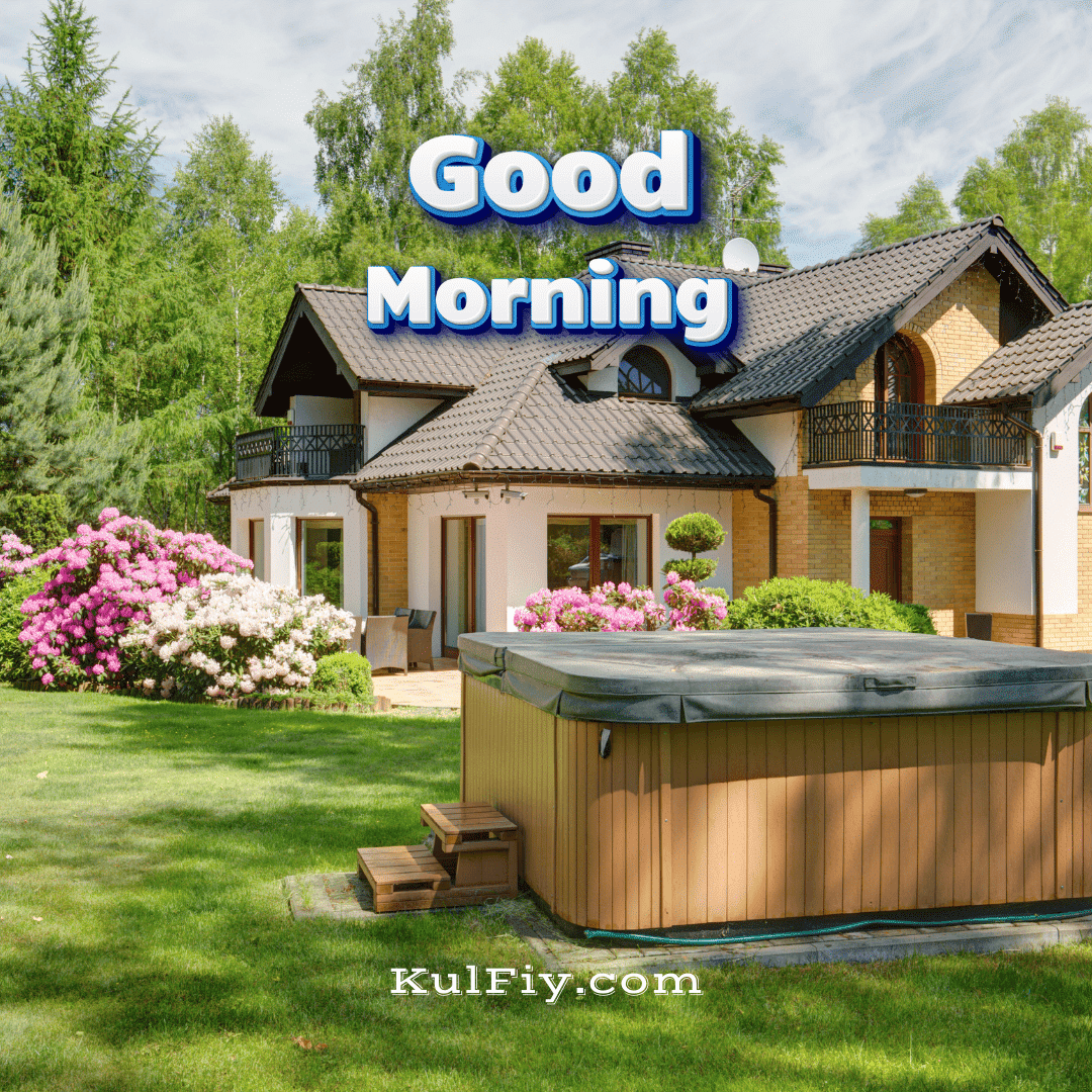 House Good morning images with green tree