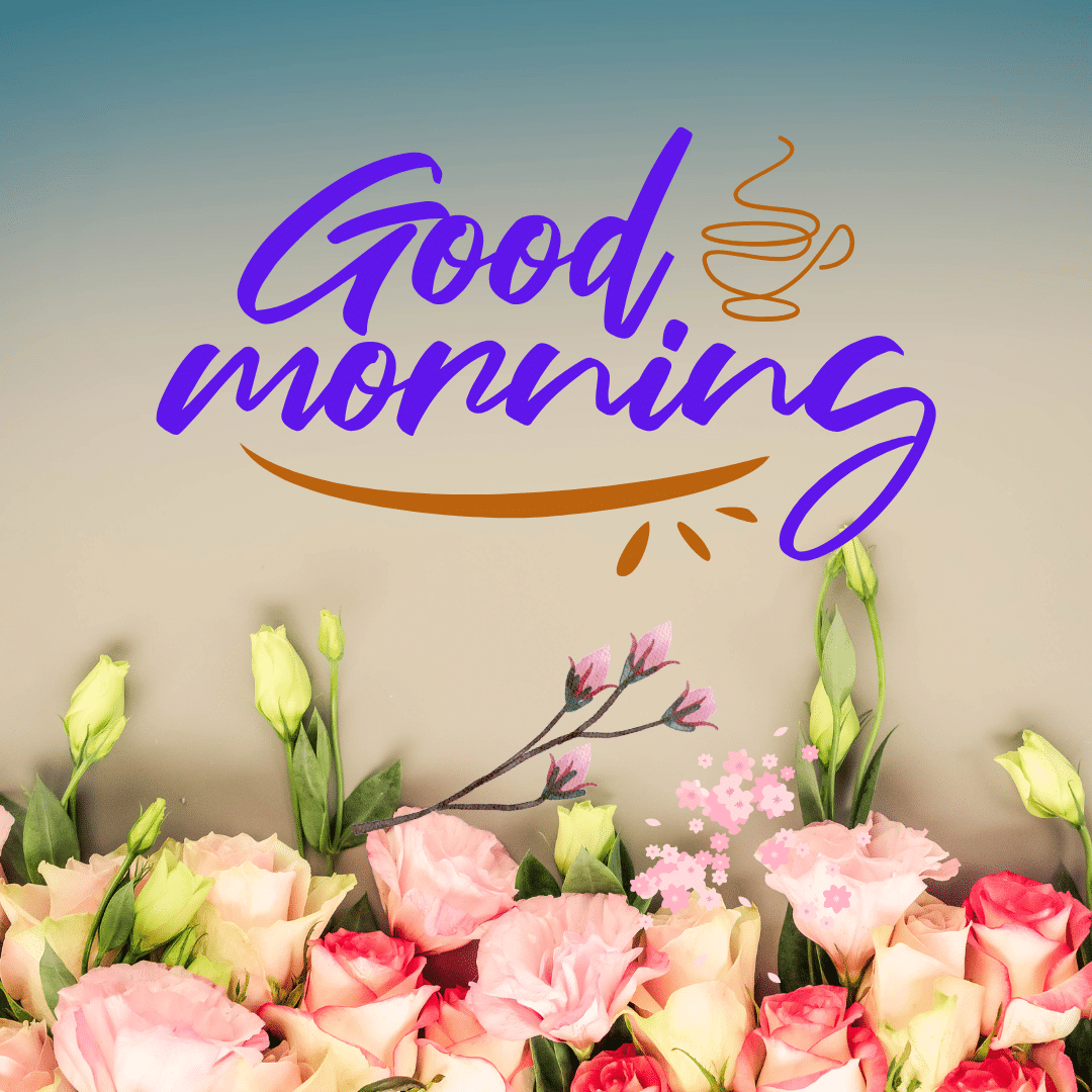 Pink flower good morning image