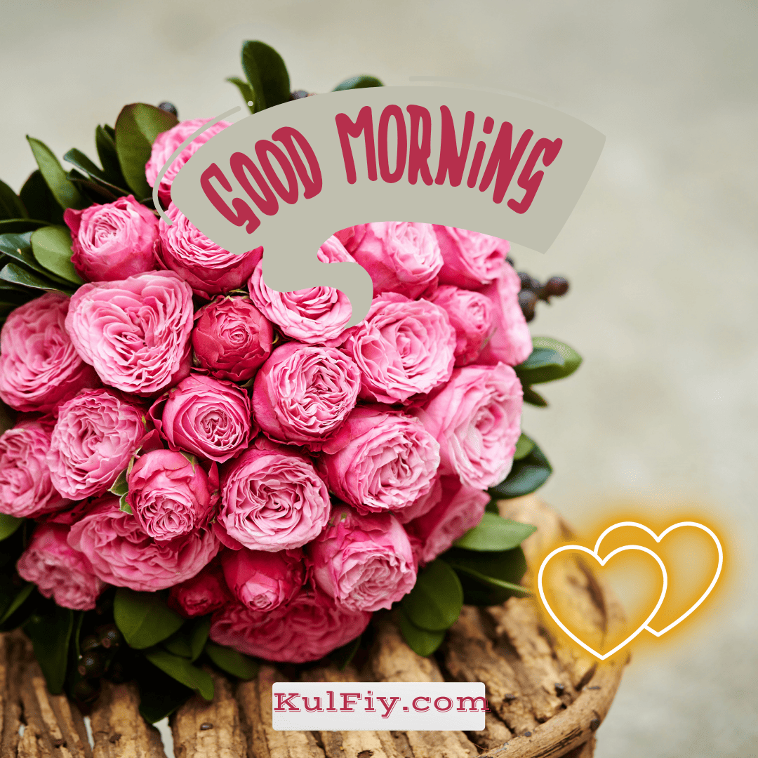 Pink rose good morning images with hearts