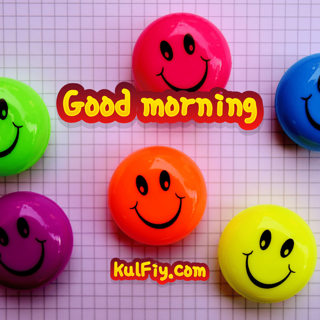 Good morning image with multicolour emoji