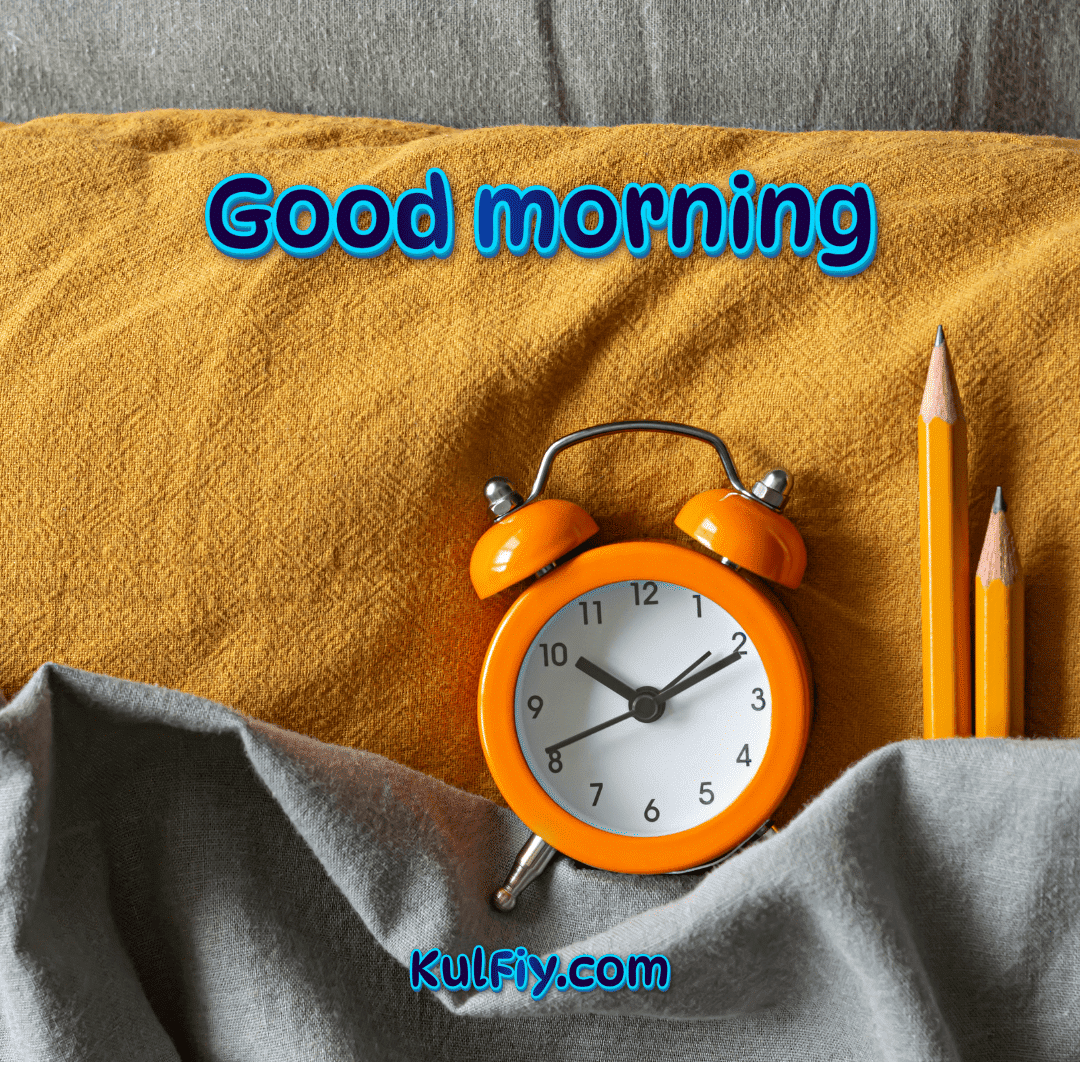 Good morning images with alarm clock and pencil
